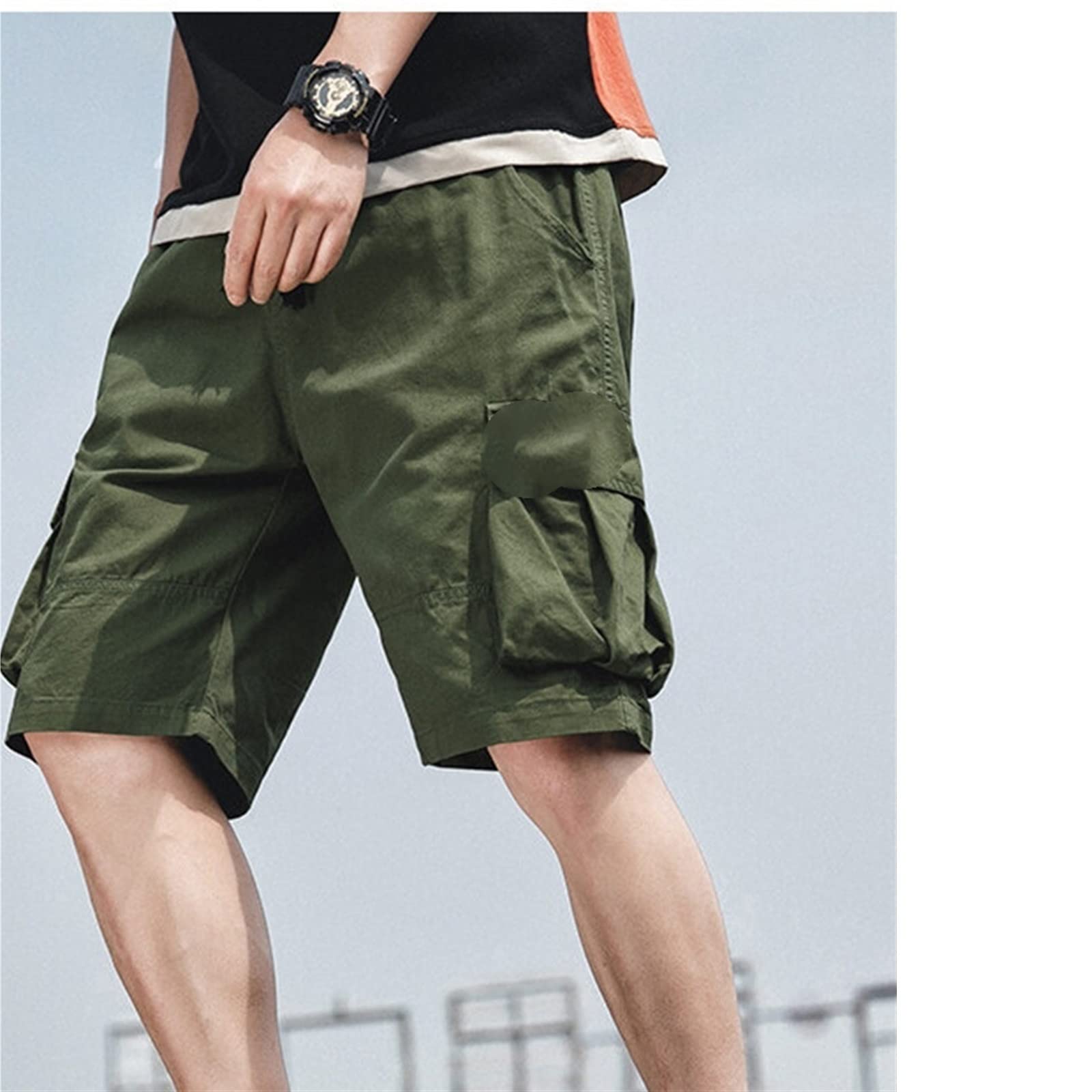UNLOU Men's Shorts, Men Streetwear Shorts Casual Black Summer